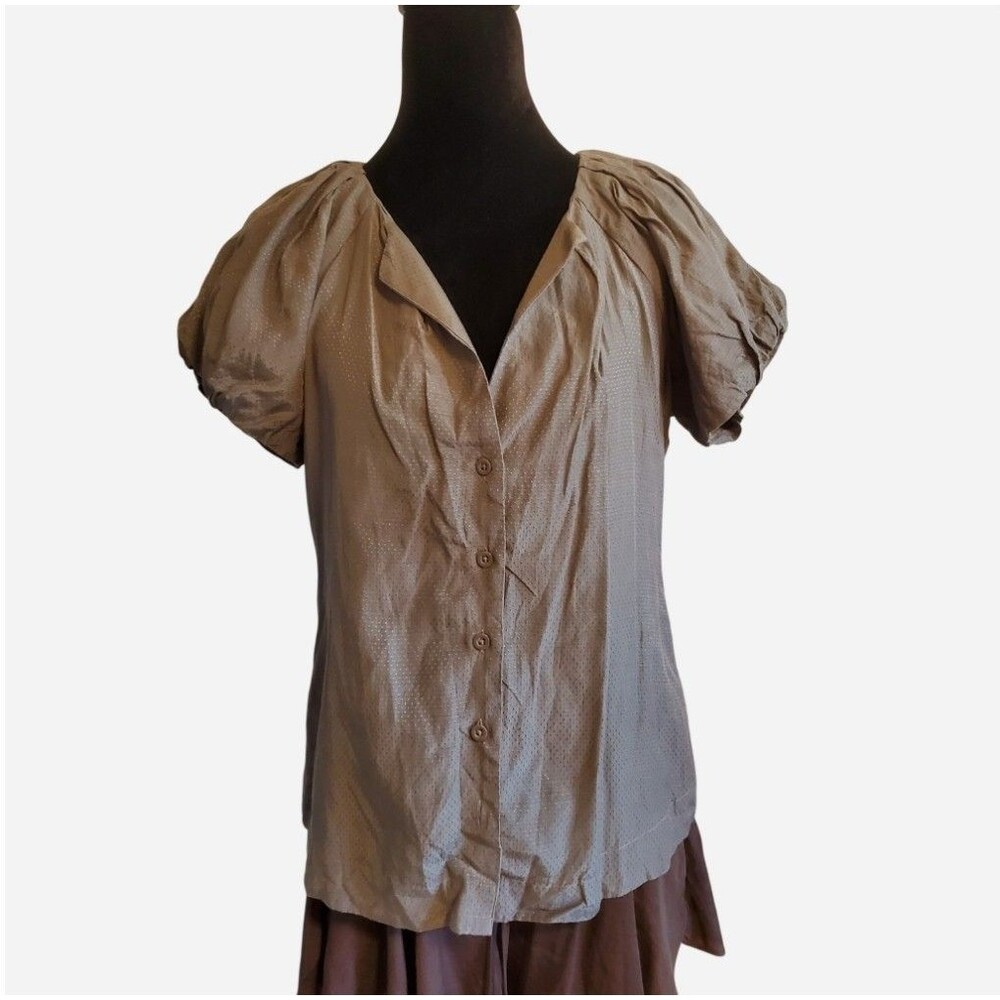 Banana Republic Late Y2K Button Up Puff Sleeve Top Size S Office Siren Twee